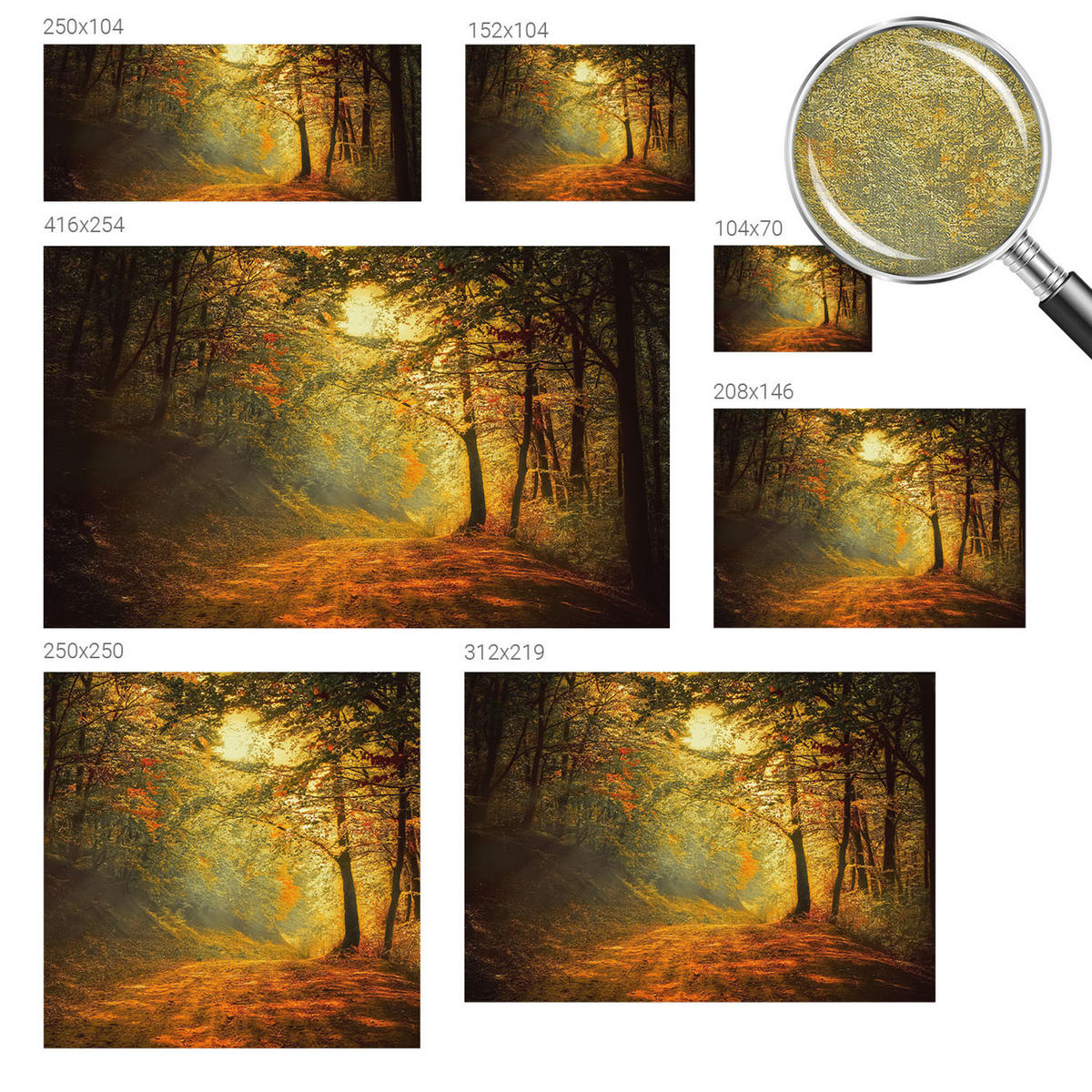 FOTOTAPETE 104x70 cm - Herbstlandschaft - Gelb, Textil (104/70cm) - Wallfluent