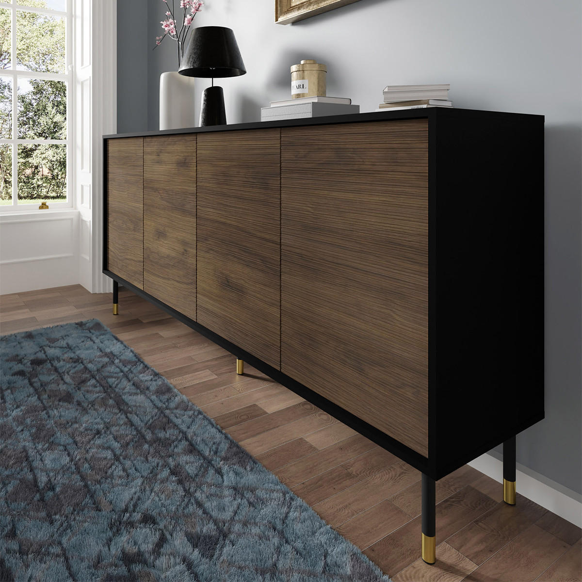 SIDEBOARD Rani Holz und Schwarz - Schwarz, Holzwerkstoff (180/60/40cm) - Petits-meubles