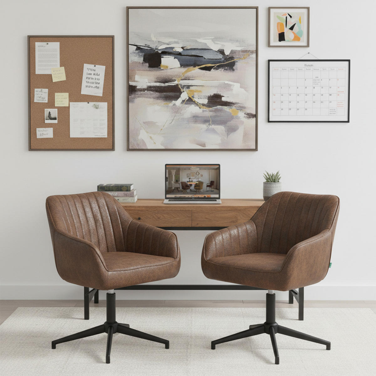 BÜROSTUHL Mika-Caro - Schwarz/Braun, Textil/Metall (60/79/61cm) - DUBI Möbel