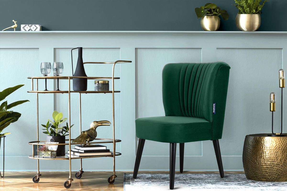 COCKTAILSESSEL DUCO auf hohen Beinen, Dunkelgrün/Schwarz - Dunkelgrün/Schwarz, Holz/Textil (63/89/65cm) - KONSIMO®