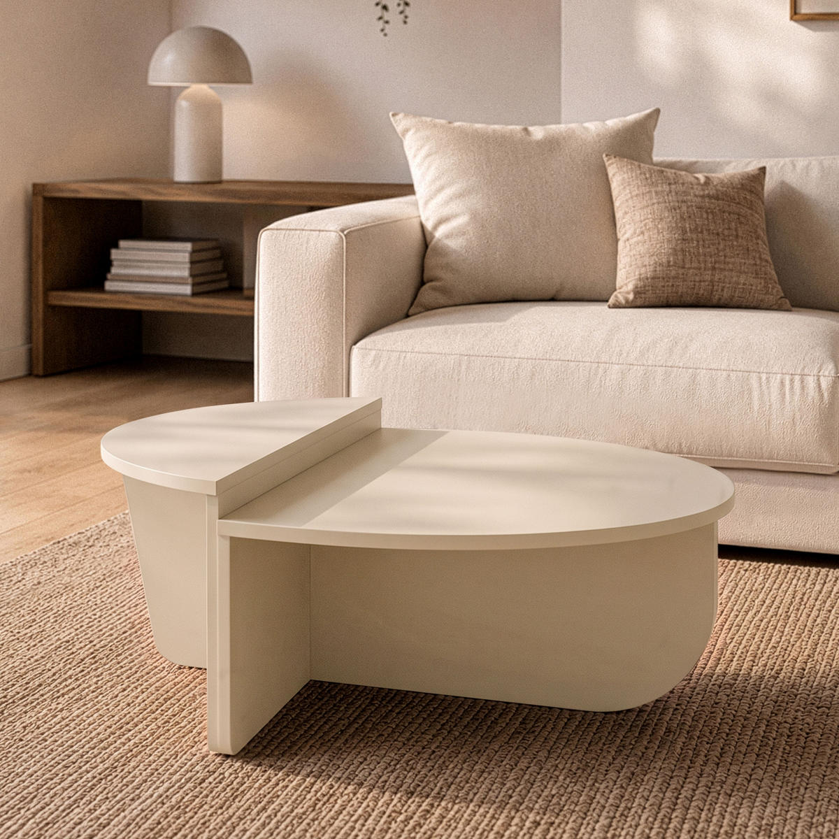 COUCHTISCH orion weiss - Eiche Bianco, Holzwerkstoff (9.5/90/35cm) - Calicosy