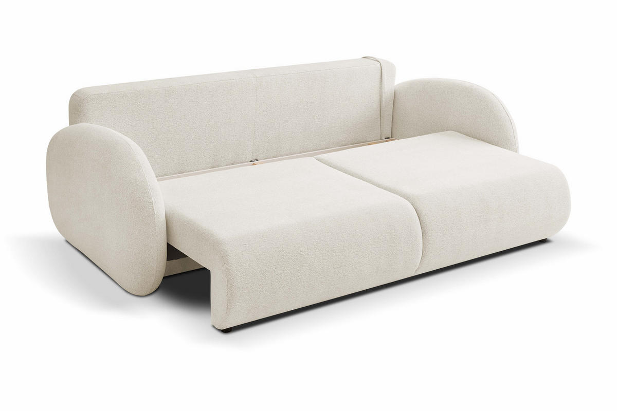 SOFA LOOP Schlaffunktion & Bettkasten PUR-Schaum Schwarze Kunststofffüße skandinavischer Stil lose Rückenkissen freistehend 234x112x86 cm White - Weiß, Holz/Textil (234/86/112cm) - DomoHome