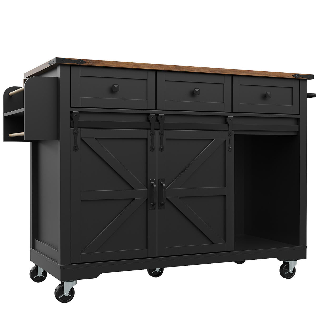 KÜCHENINSEL mit Arbeitsplatte 140 cm Schwarz MDF - Schwarz, Holz (45/94/140cm) - Beauniv