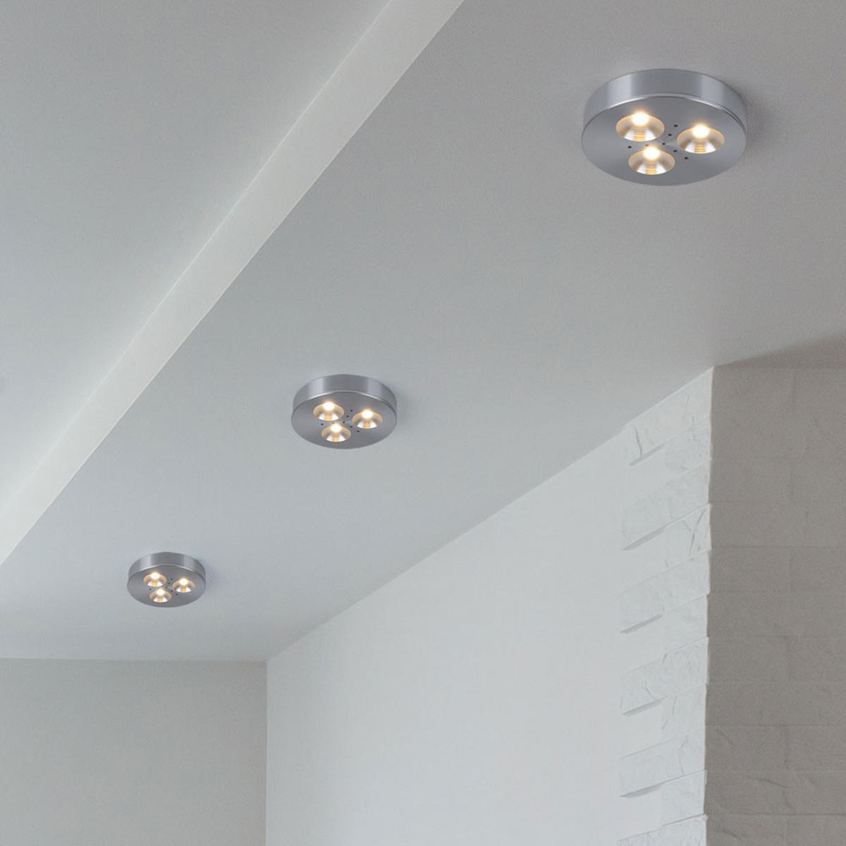 LED WANDLEUCHTE Silber gebürstet 6er Set - Silberfarben, Metall (7/1.4/1.5cm)