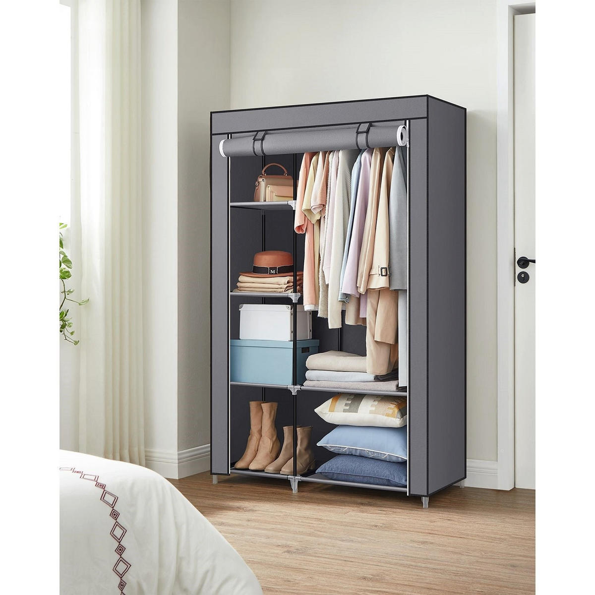STOFFSCHRANK Moroni - Dunkelgrau, Kunststoff (105/168/45cm) - Hansiro