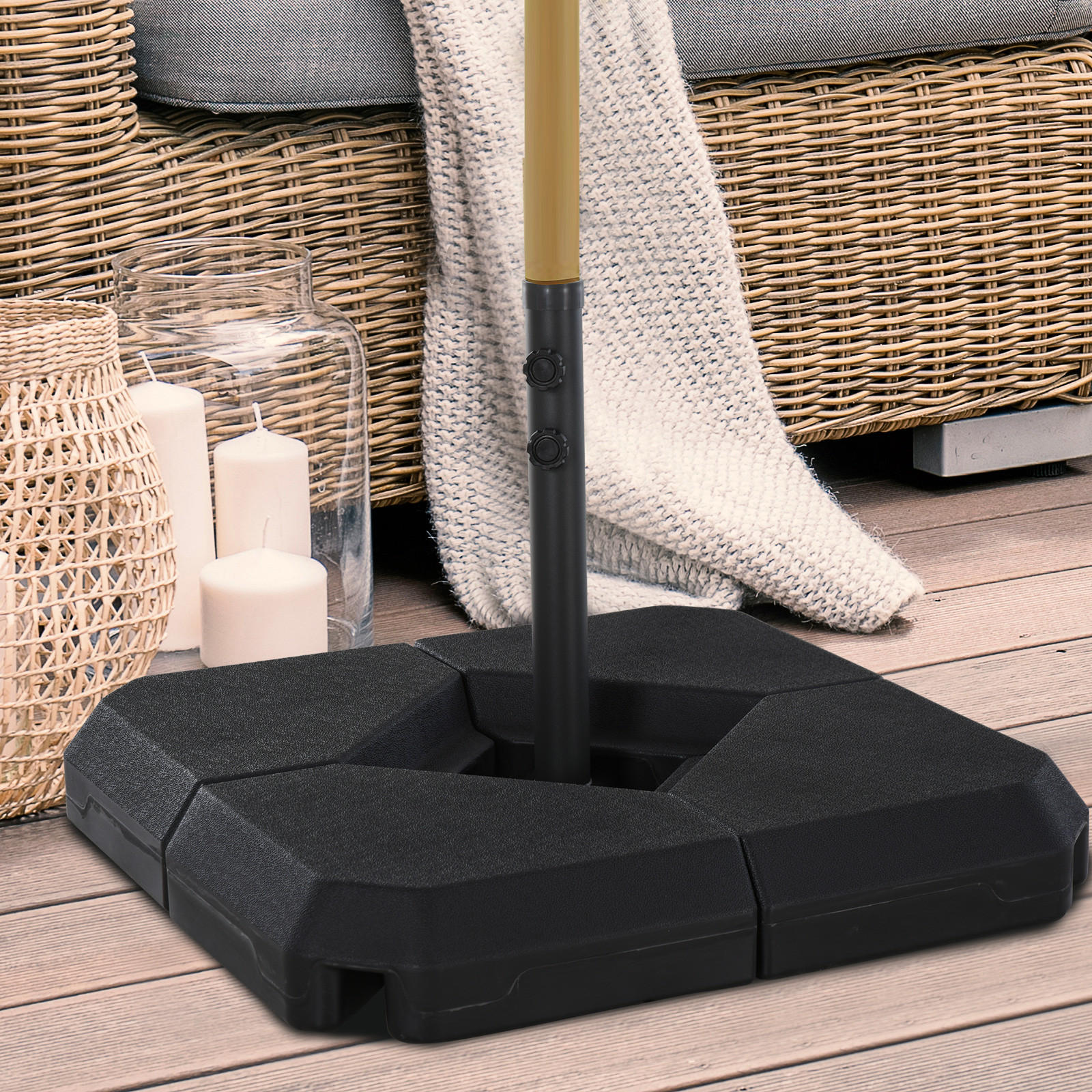 SONNENSCHIRMSTÄNDER, Stahl, Schwarz - Schwarz, Metall (80/80cm) - Outsunny