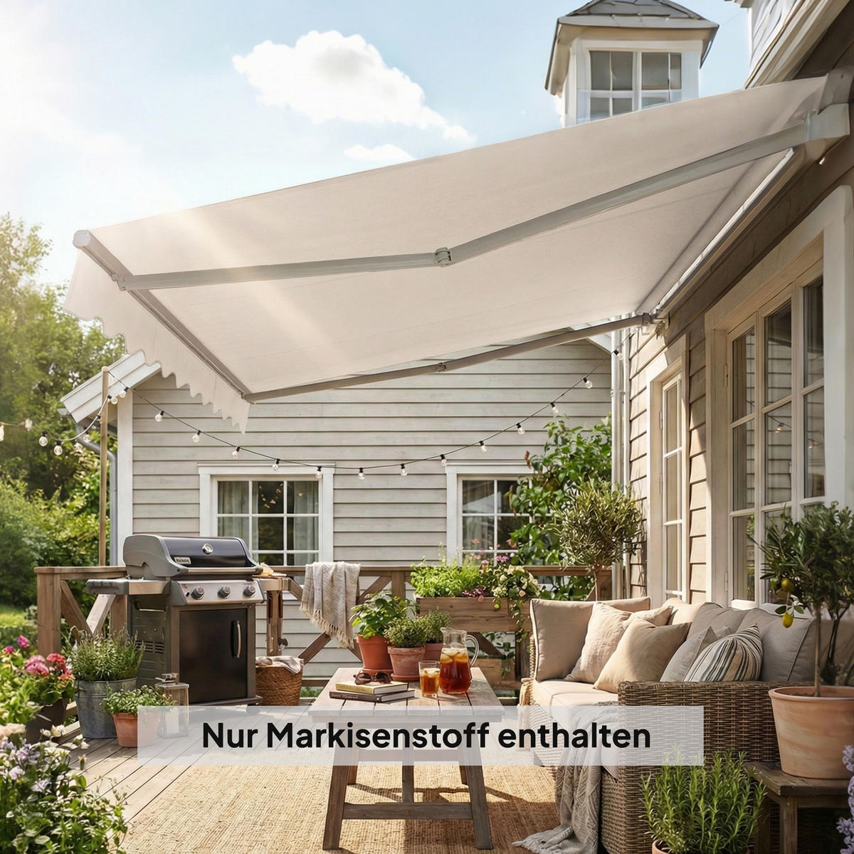 MARKISENBESPANNUNG aus Polyester Cremeweiß - Creme, Textil (337/250/25cm) - Outsunny
