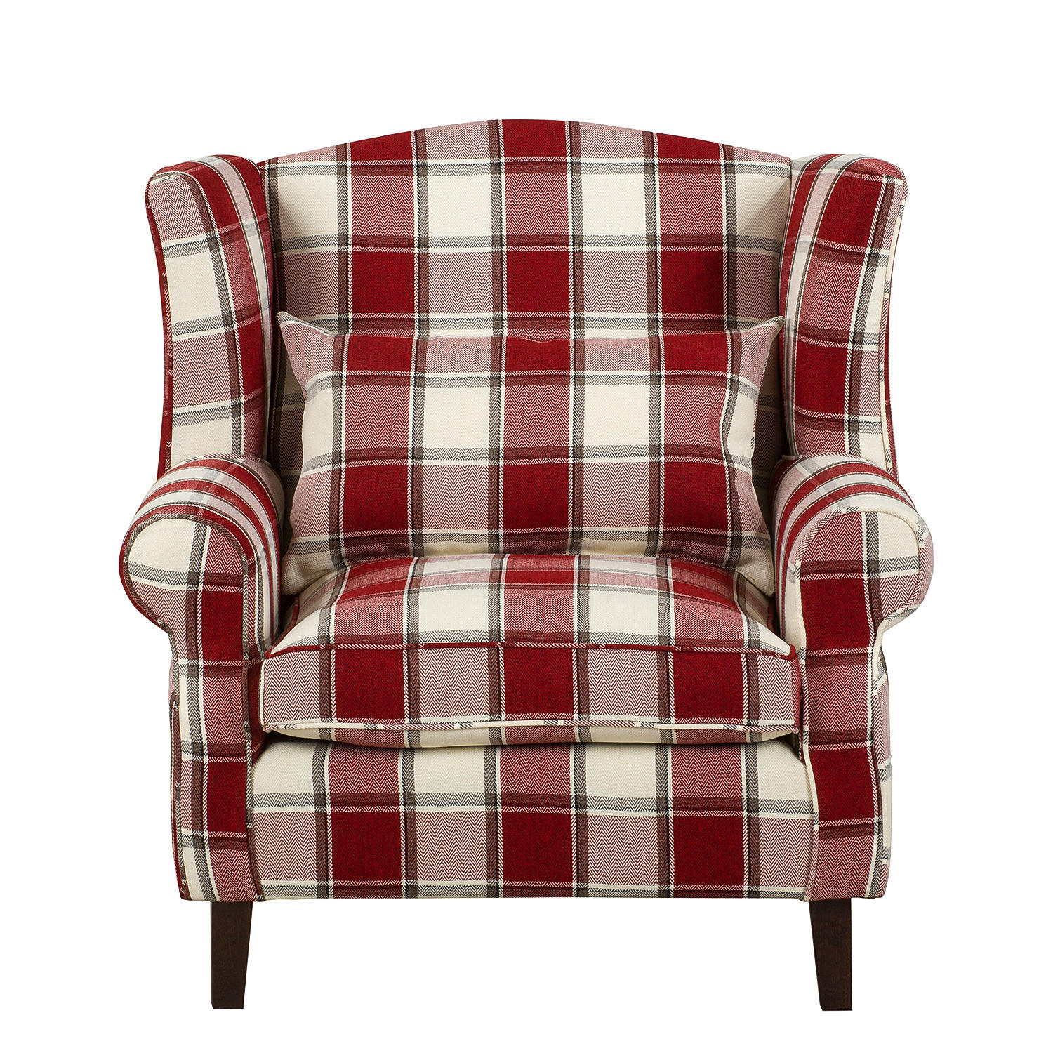 XL OHRENSESSEL - Beige/Rot, Textil (93/93/87cm) - home24