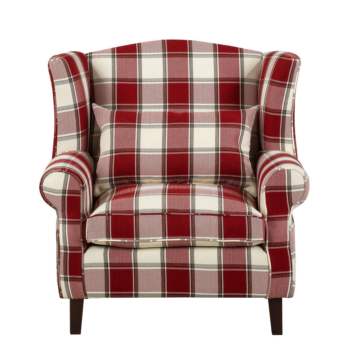 XL OHRENSESSEL - Beige/Rot, Textil (93/93/87cm) - home24