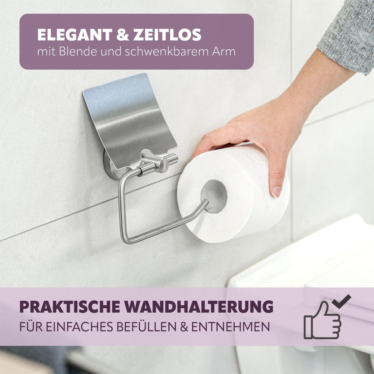 TOILETTENPAPIERHALTER PIAZZA, Edelstahl - Edelstahlfarben, Metall (16.5/14/7cm) - bremermann