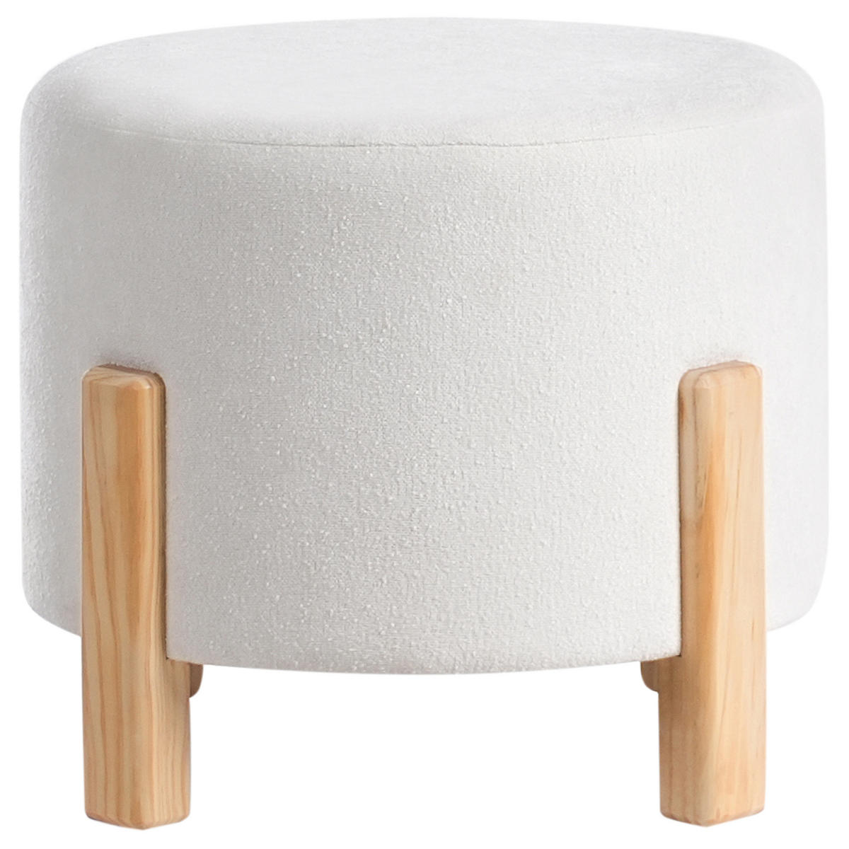 POUF Cremeweiß Terry - Weiß/Braun, Textil (53/43/53cm) - Beliani