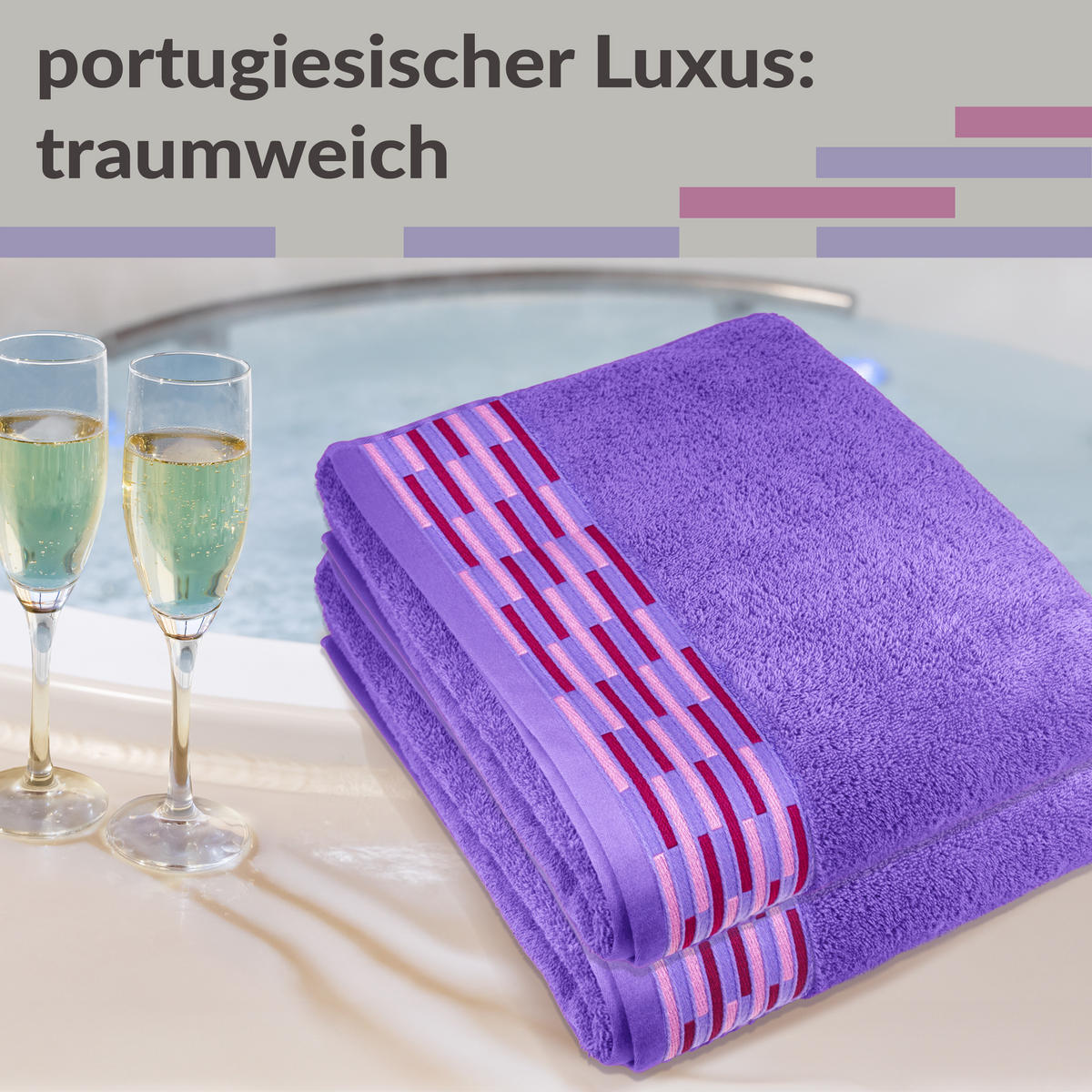 DUSCHTUCH Lugano Lila 2er 70x140 cm - Lila, Textil (70/140cm) - Lashuma