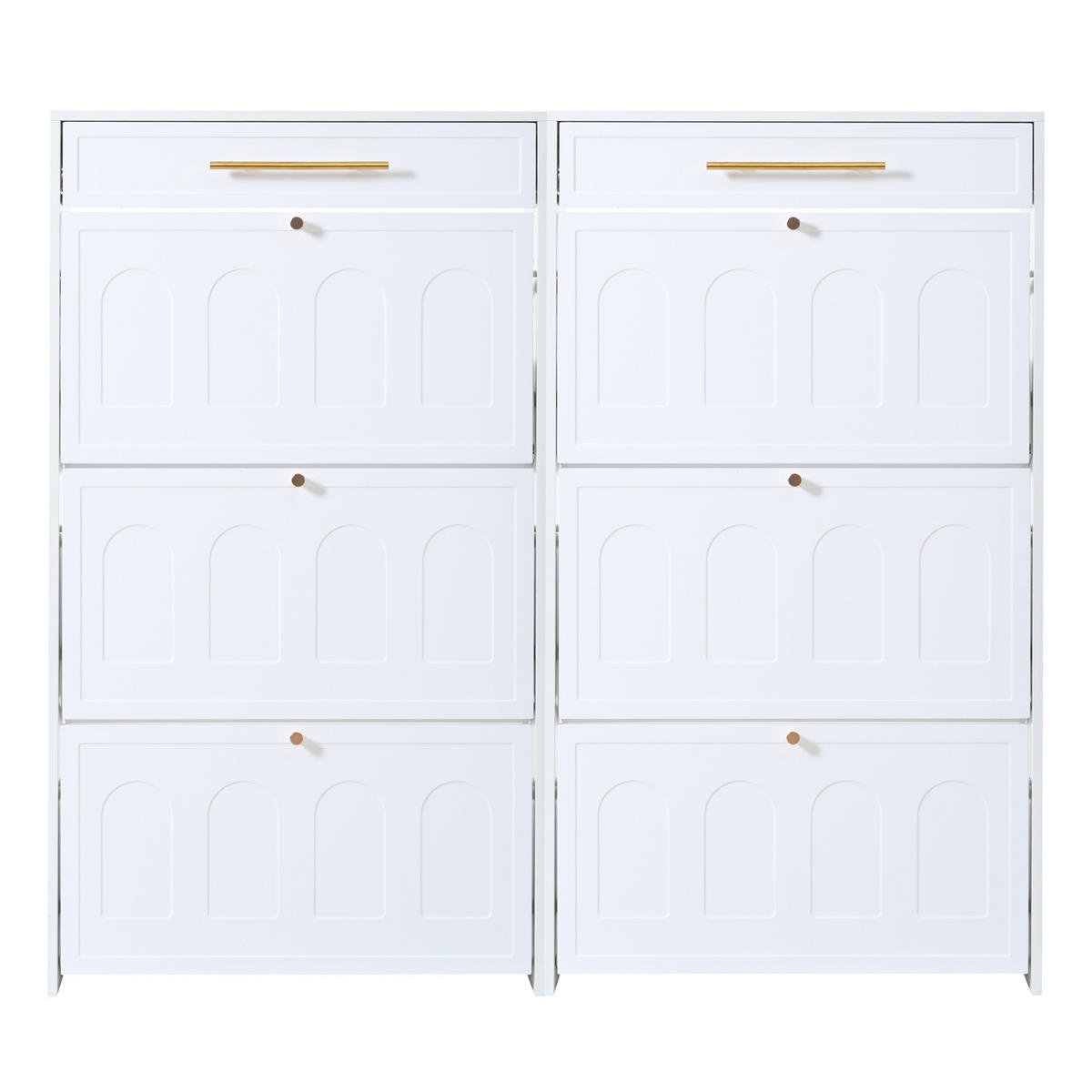 SCHUHSCHRANK Weiß MDF 12 Fächer 2 Schubladen 2-teilig Set - Weiß, Holzwerkstoff (25/123.5/140cm) - FLIEKS
