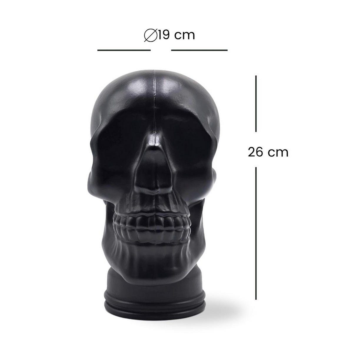 KOPFHÖRERSTÄNDER TOTENKOPF Glas M01 schwarz - Schwarz, Glas (19/26/19cm) - DESIGN DELIGHTS