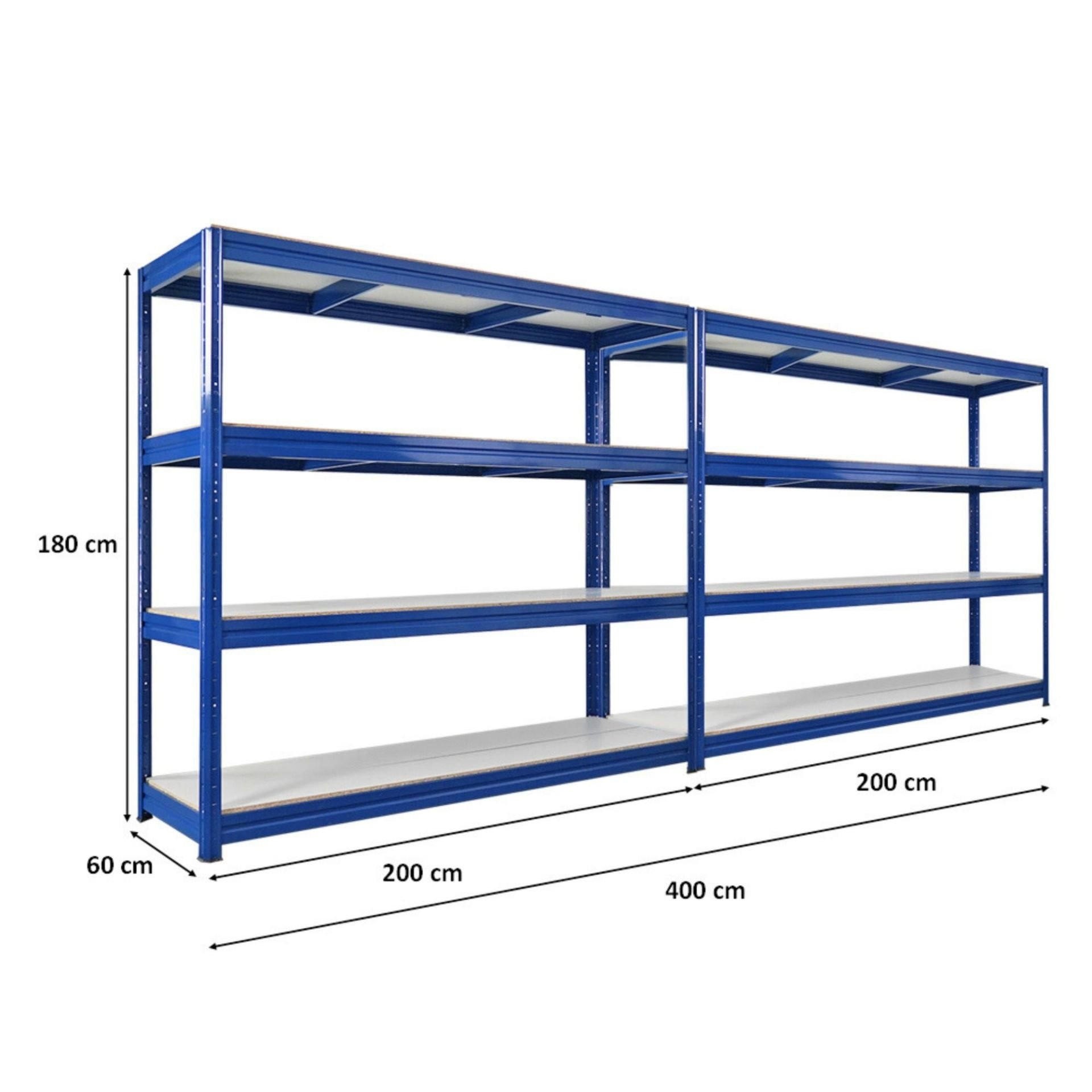 SCHWERLASTREGAL Dino 2er-Set 180x200x60cm Melamin-Ebenen Blau - Blau, Metall (400/180/60cm) - PROREGAL