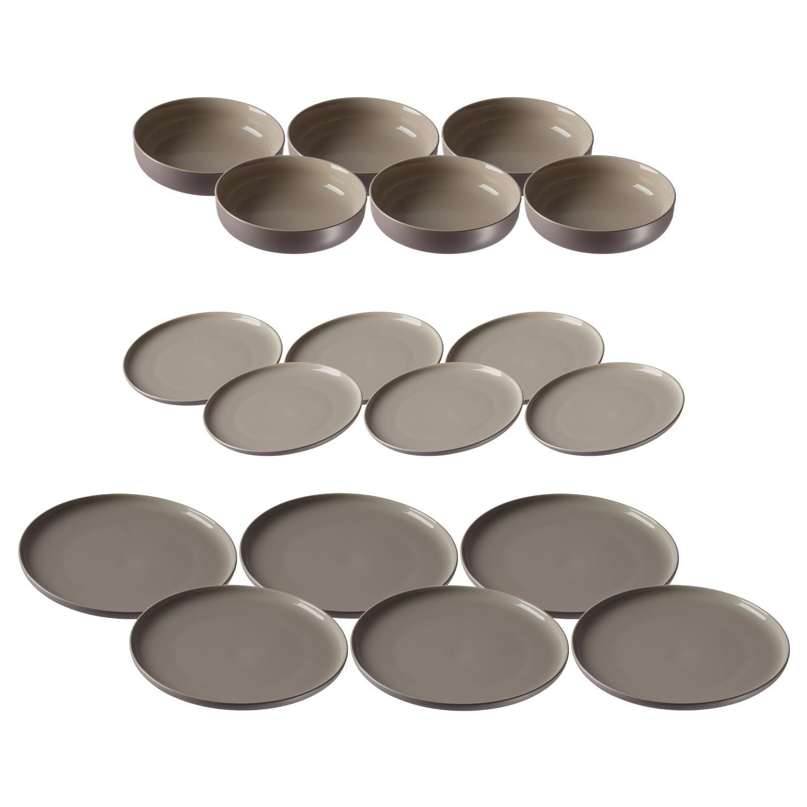 TELLER UND SCHALENSET Jasper taupe 18er Set - Taupe, Keramik (1/1/1cm) - Ritzenhoff Breker