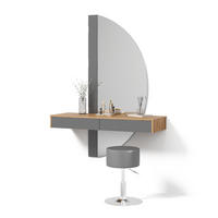 SCHMINKTISCH Ascona Grau mit Beleuchtung und Hocker - Eichefarben/Grau, Holzwerkstoff (120/161.1/40cm) - Livinity®