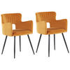 ESSZIMMERSTUHL 2er-Set Samtstoff Orange Sanilac - Orange, Textil/Metall (52/75/44cm) - Beliani
