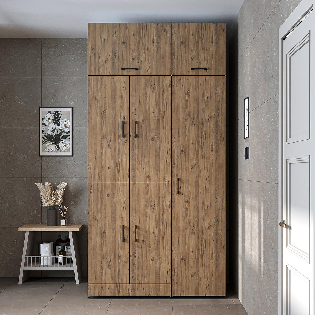 WASCHMASCHINENSCHRANK DORA-I 115cm Breit, 230cm Hoch - Eichefarben, Holzwerkstoff (115/230/73.8cm)