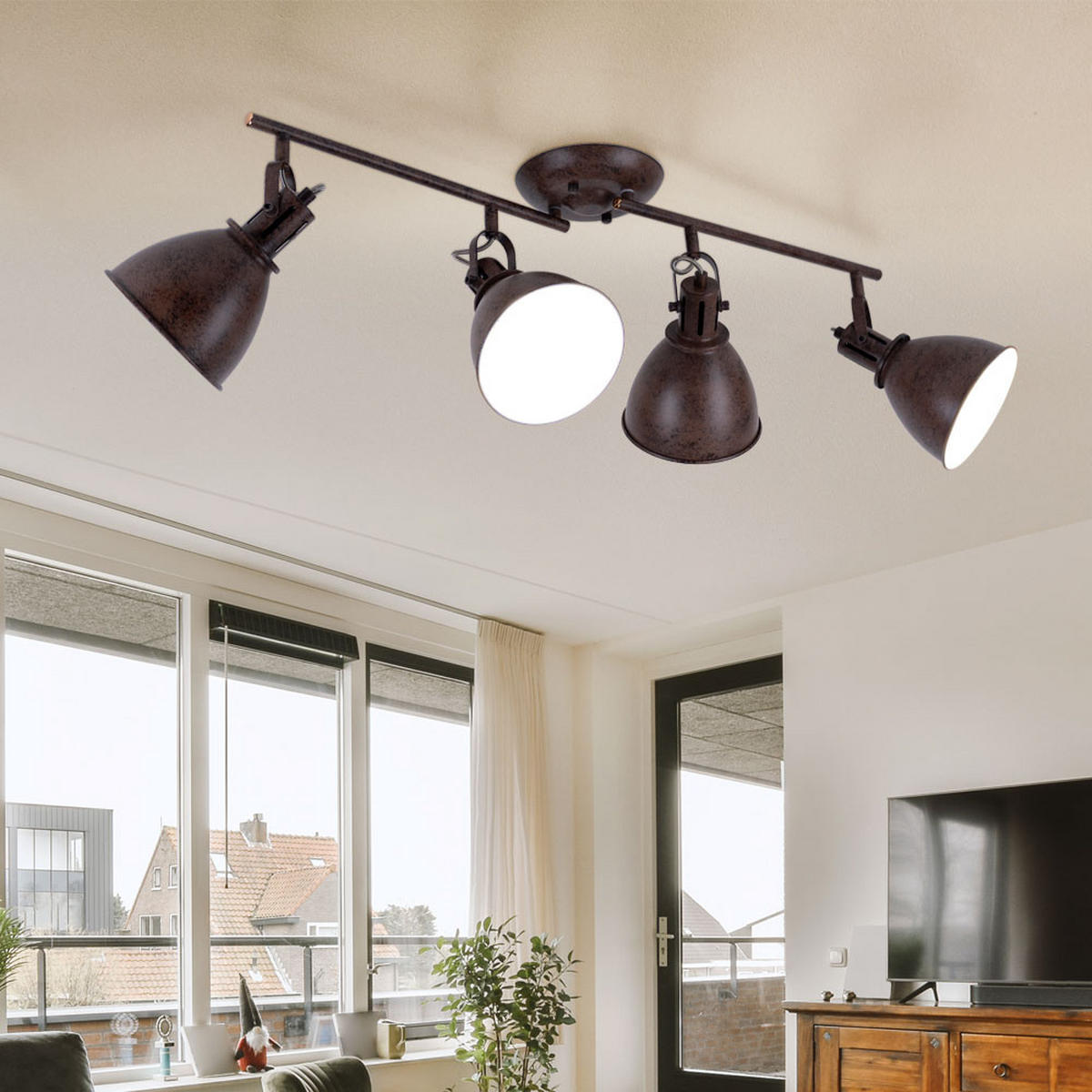 DECKENLEUCHTE Metall Rost Braun - Braun, Metall (80/15/20cm) - Globo Lighting
