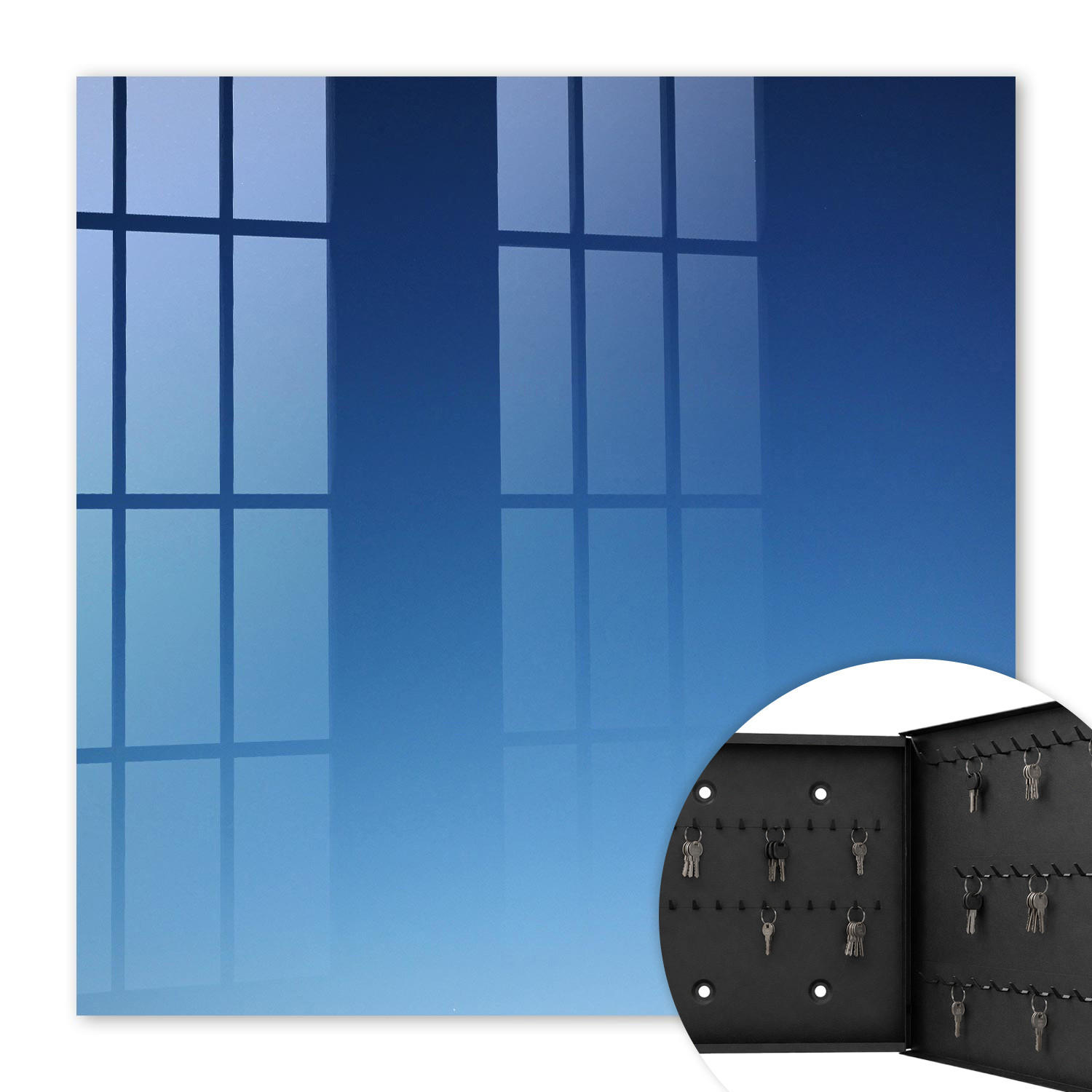SCHLÜSSELBOX Schwarz 30x30 cm- Türöffnung nach rechts - Blauer Himmel - Blau, Metall (30/30/5cm) - TULUP