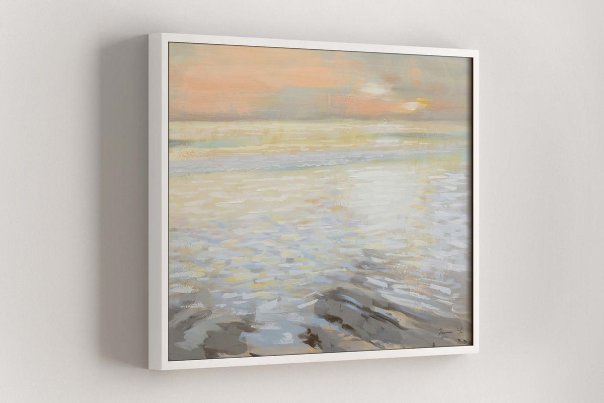OLEJOMAĽBA 100/75 cm, More a pláž - béžová, drevo/textil (100/75cm) - KUNSTLOFT