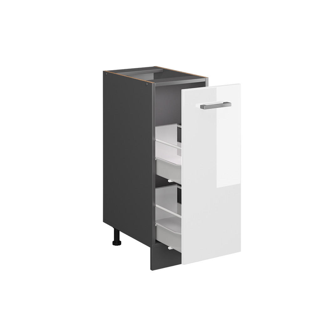APOTHEKERSCHRANK R-Line Weiß Hochglanz 30 cm ohne AP - Weiß Hochglanz/Anthrazit, Holzwerkstoff (30/81.6/46cm) - Vicco