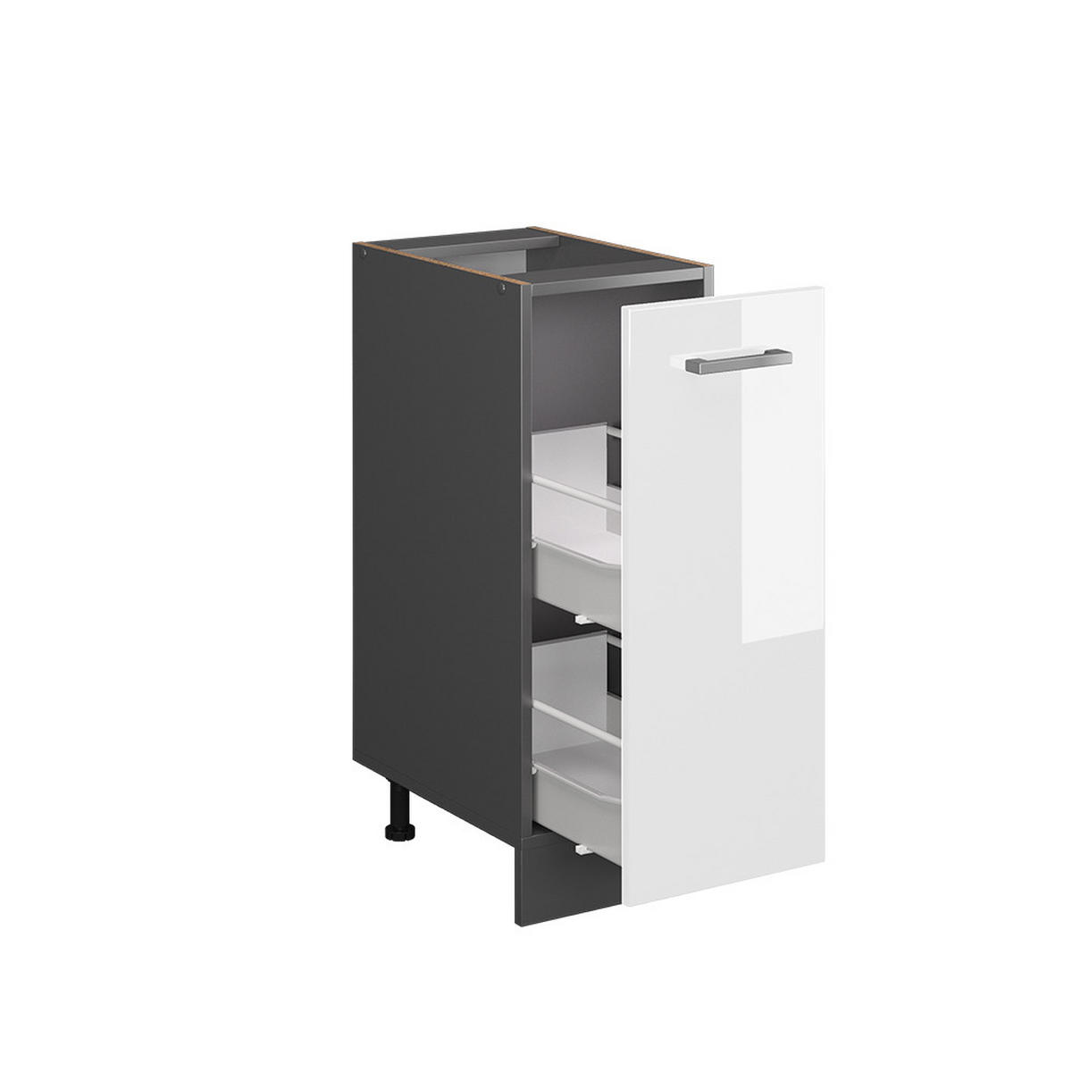 APOTHEKERSCHRANK R-Line Weiß Hochglanz 30 cm, AP Anthrazit - Weiß Hochglanz/Anthrazit, Holzwerkstoff (30/81.6/60cm) - Vicco
