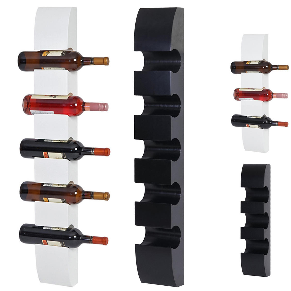 WEINREGAL für 3 Flaschen 54x13x9cm Weiß - Weiß, Holzwerkstoff (13/54/9cm) - BERLINLODGE