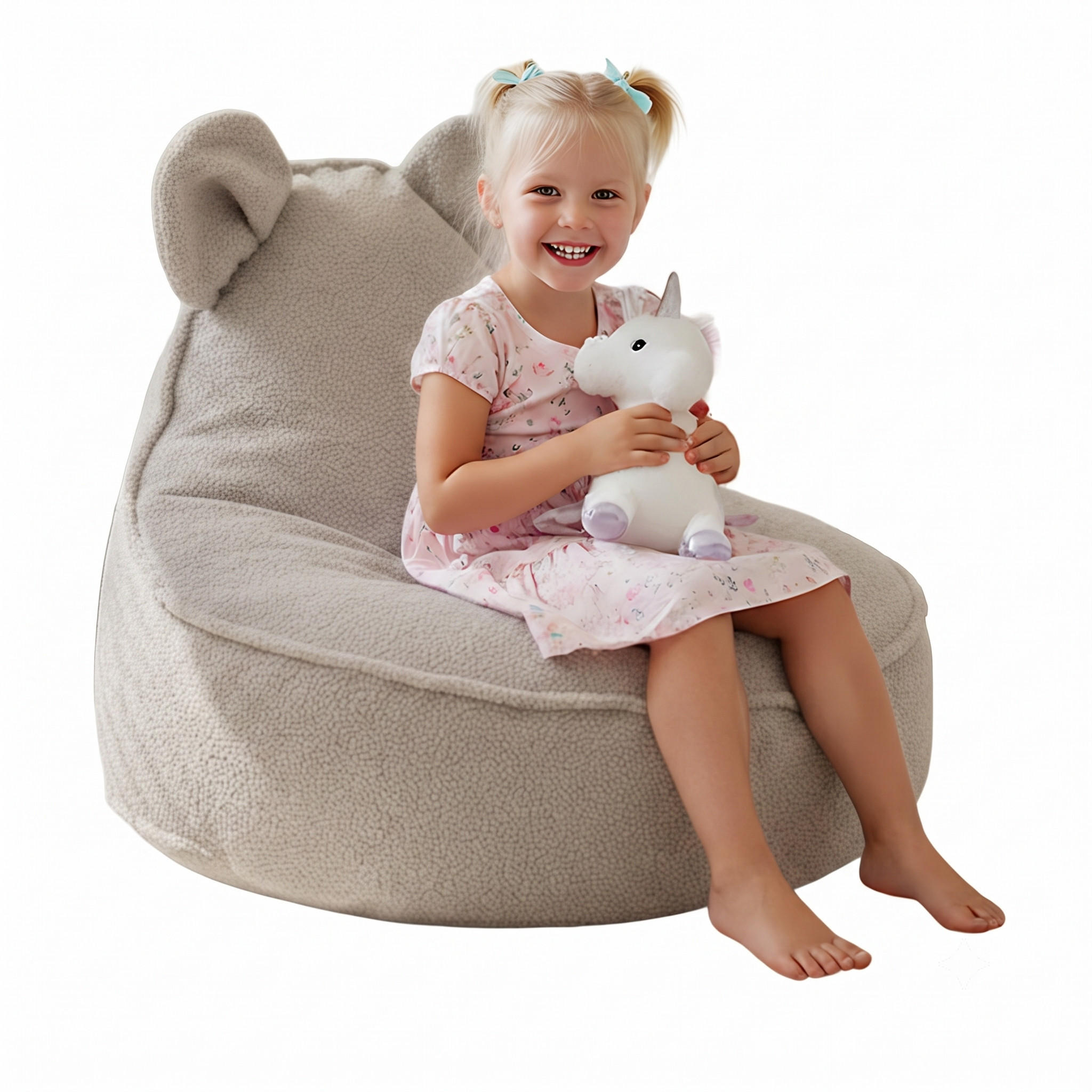 SITZSACK FÜR KINDER Maus 75/75/55 cm, weicher Bouclé 315 g/m², abnehmbarer Bezug, Toasted Almond - Beige, Textil (75/55/75cm) - Dreamroots