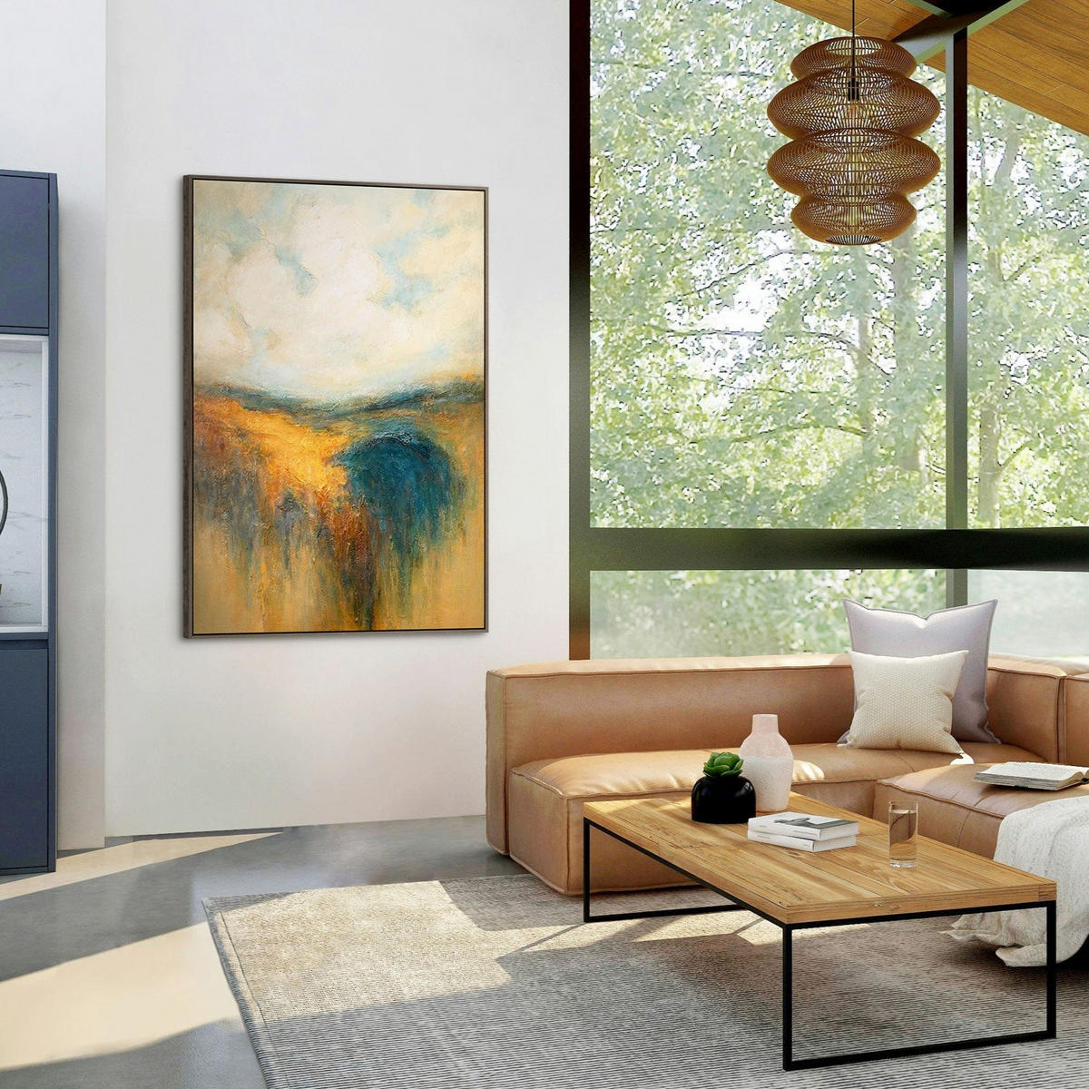 GEMÄLDE Goldener Weite Schattenfugenrahmen Eichefarben 140x100 cm - Eichefarben, Holz (140/100cm) - YS-art gallery