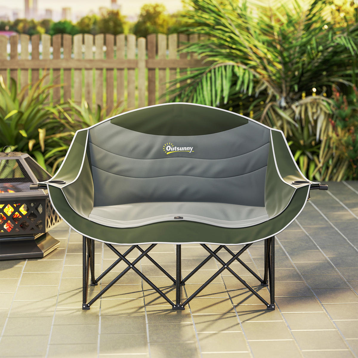 CAMPINGSTUHL Metall Oxfordstoff Grün - Grün, Textil/Metall (50/90/143cm) - Outsunny