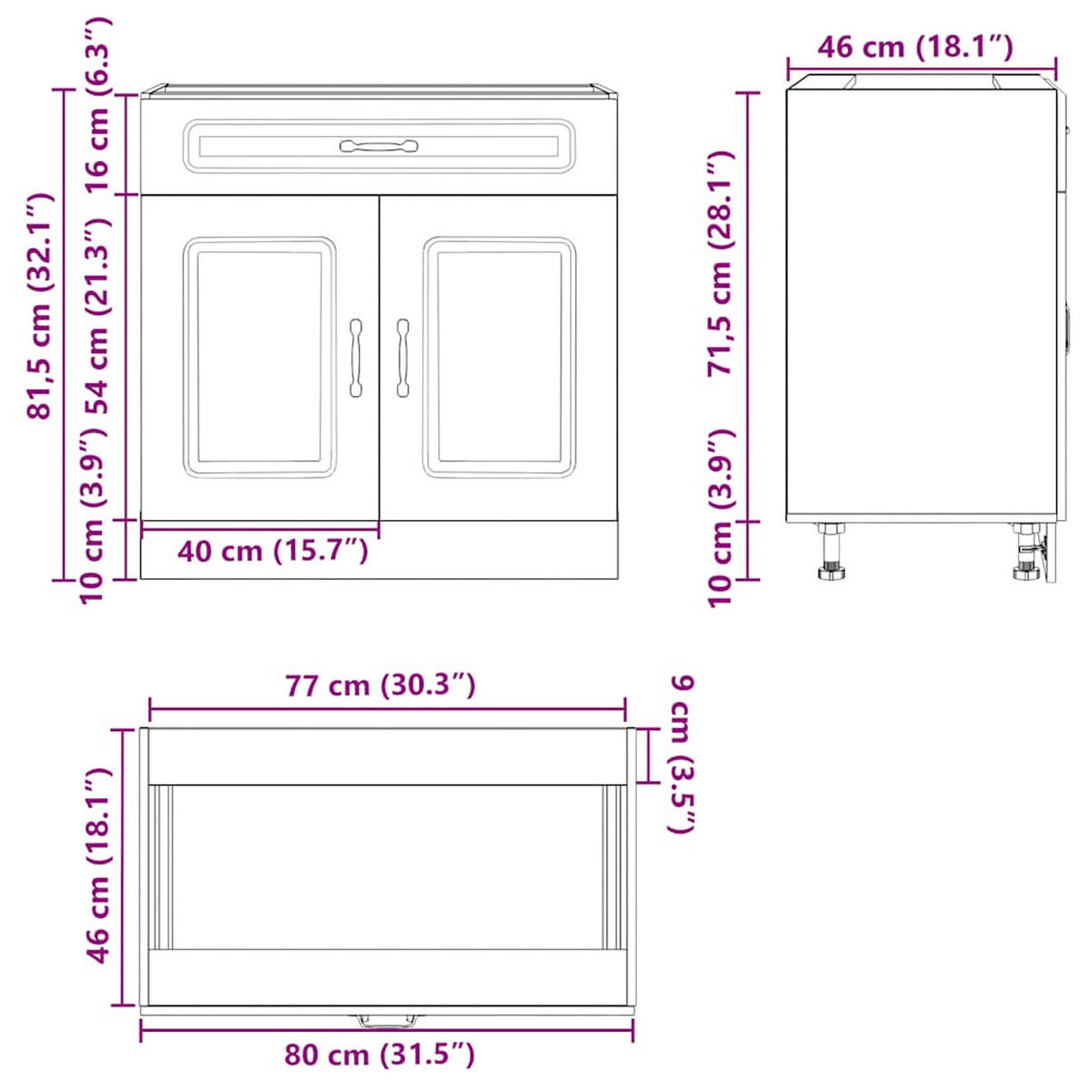 KÜCHEN-UNTERSCHRANK Lucca Grau Sonoma Holzwerkstoff - Grau, Holzwerkstoff (46/81.5/80cm) - vidaXL