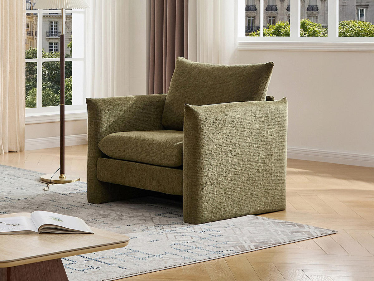 SESSEL mit gerader Rückenlehne - 1 Person - Stoff - Grün - - Grün, Textil (90/87/86cm) - Vente-Unique