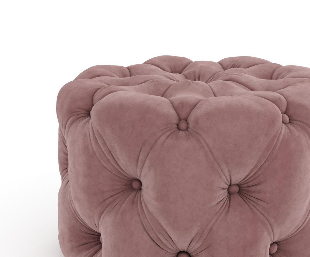 POUF Cosimo Rosa Samtstoff - Schwarz/Rosa, Holz/Holzwerkstoff (60/40/60cm) - Maison de Reve