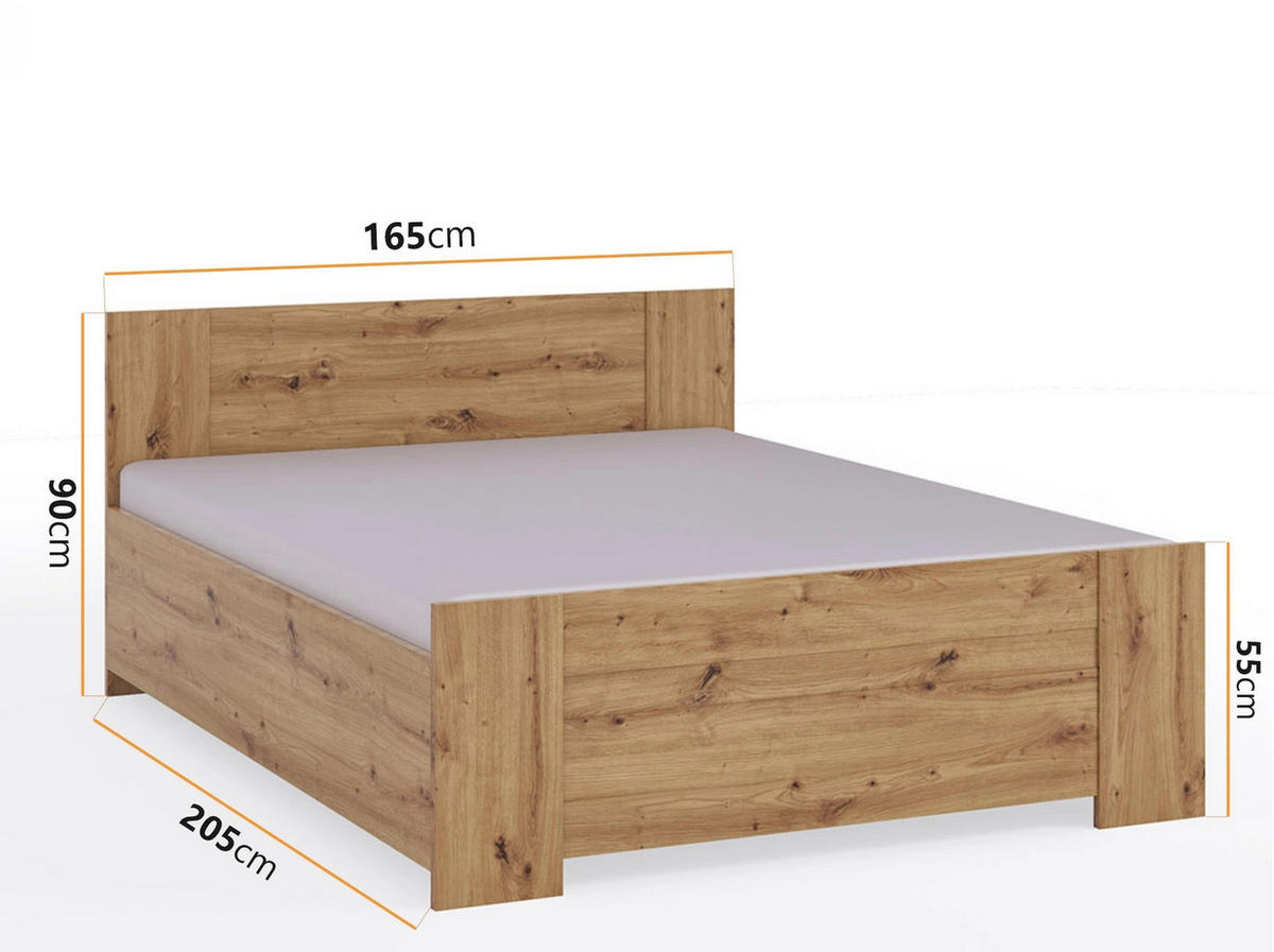 DOPPELBETT Tamiza 160x200 mit lattenrost - Eiche Artisan, Holzwerkstoff (160/200cm) - Ravio