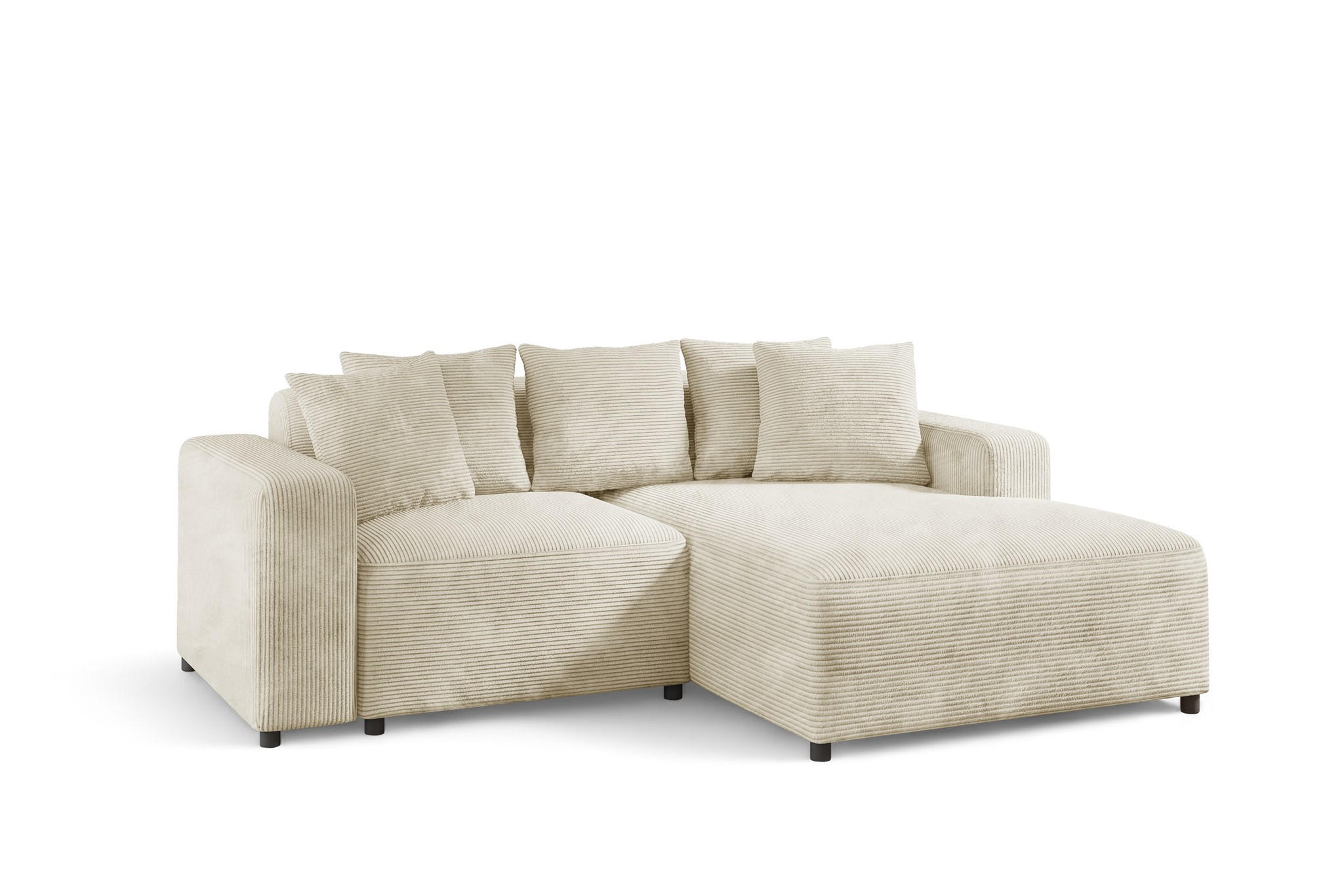 ECKSOFA Megan Xs In Stoff Poso - Creme, Holzwerkstoff/Textil (240/165cm) - Fun Möbel