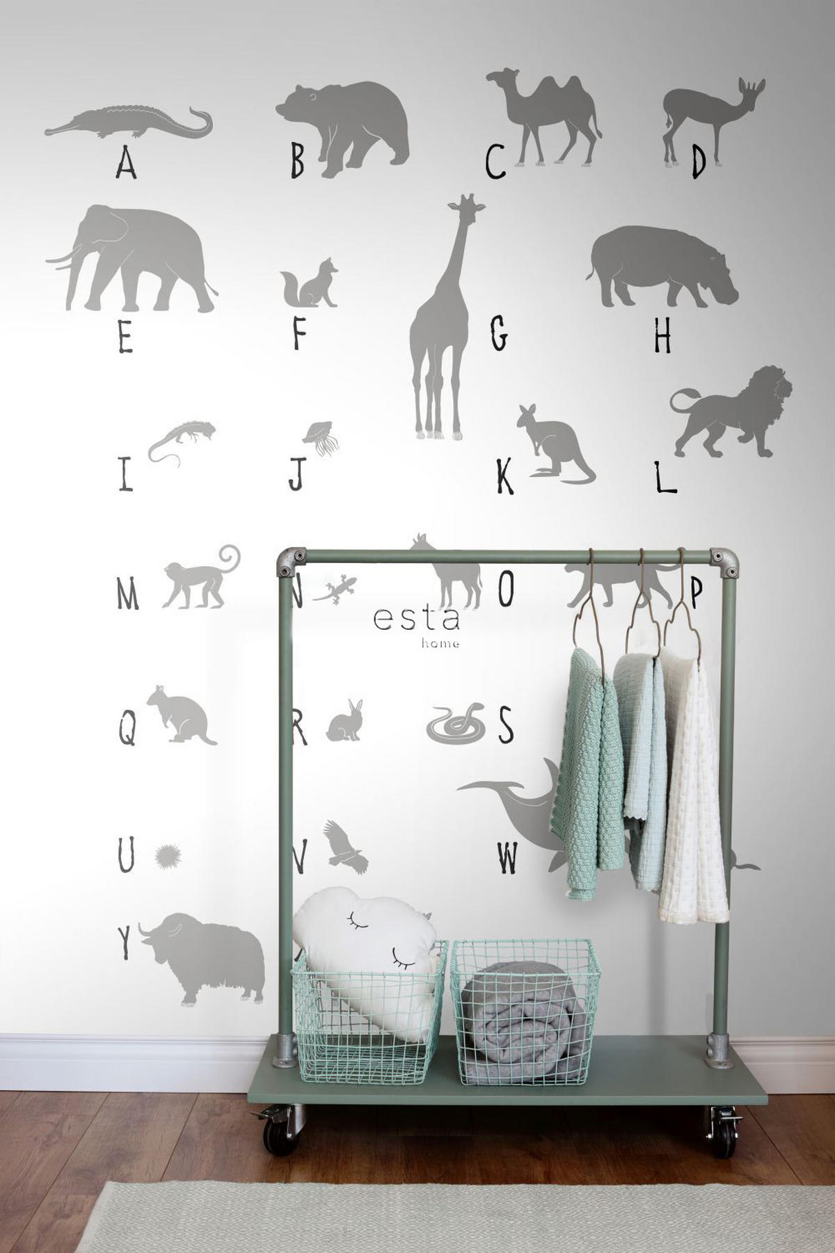 FOTOTAPETE Tier-ABC 150 x 279 cm - Grau, Papier (150/279cm) - ESTAhome