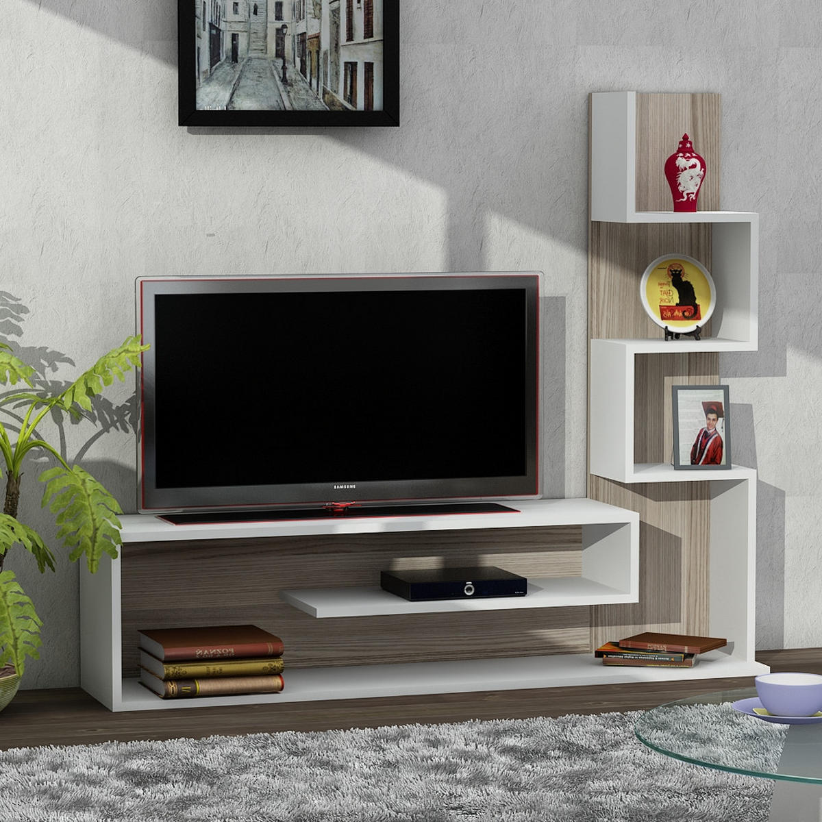 WOHNWAND Metehan Weiß Cordoba - Beige/Weiß, Holzwerkstoff (149/120/29cm) - moebel17