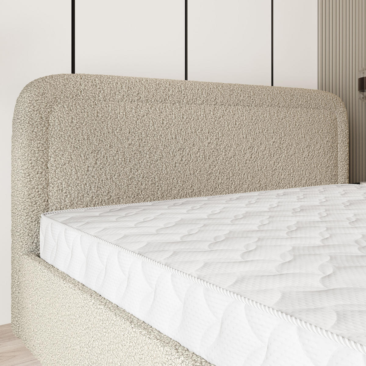 POLSTERBETT BENIRA Q 140x200 cm mit Bettkästen - Beige - Beige, Holz (140/200cm) - MASSENO