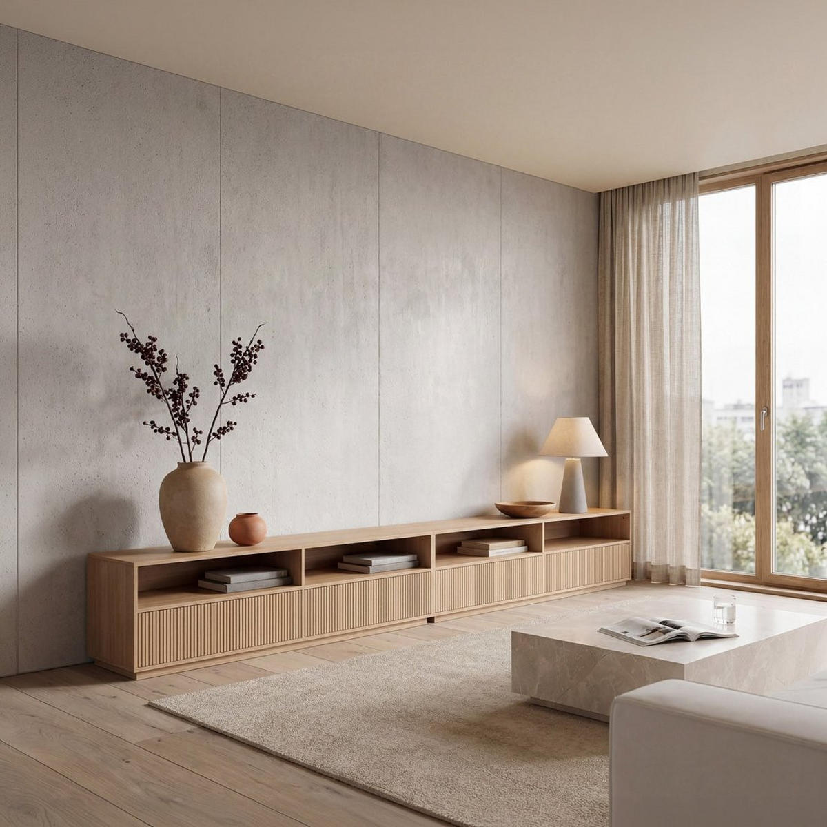 TV-ELEMENT Saven Natürlich 180 cm x 48 cm - Naturfarben, Holzwerkstoff (180/48/40cm) - Klast Home
