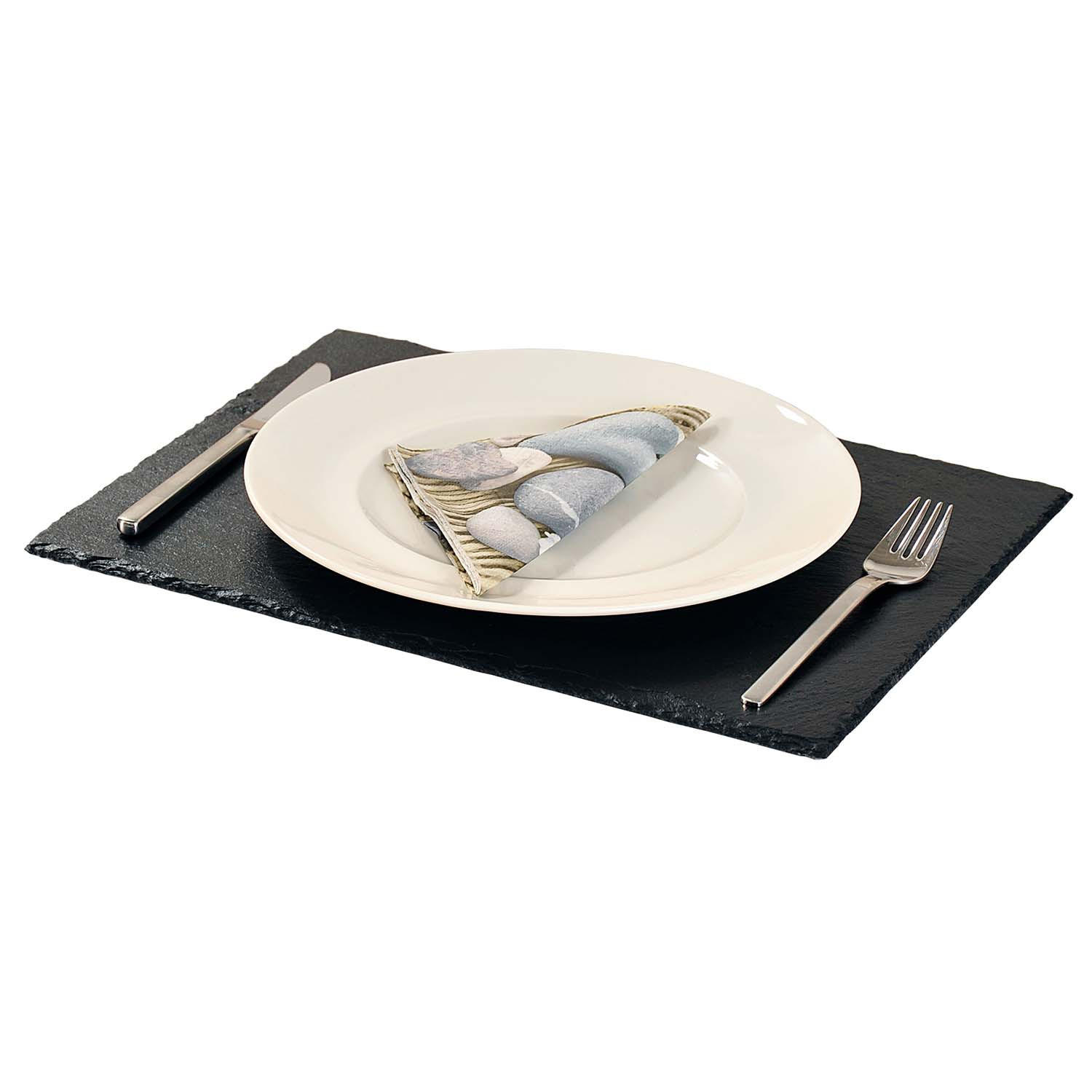BUFFETPLATTE aus Schiefer 5 Stück - 40 x 30 cm - Schwarz, Stein (40/0.6/30cm) - Kesper