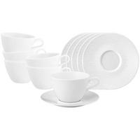 MILCHKAFFEETASSEN MIT UNTERTASSEN Life Fashion Luxury White 370 ml 6er Set - Weiß, Keramik (16.4/9/16.4cm) - Seltmann Weiden