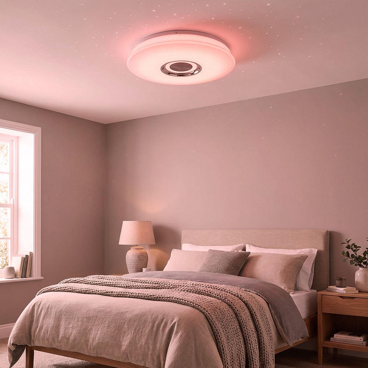LED DECKENLEUCHTE Weiß mit Bluetooth und Lautsprecher - Weiß, Kunststoff (40/40/7.8cm) - Globo Lighting