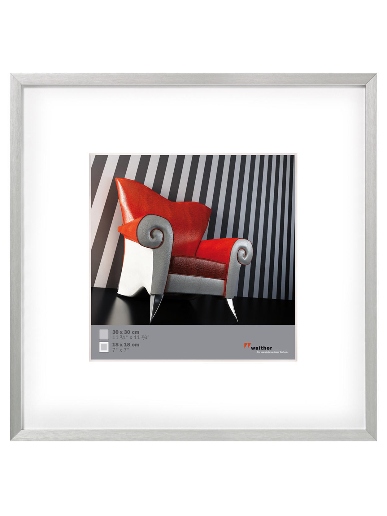 BILDERRAHMEN ChairAlurahmen 030X030 cm, SILBER - Silberfarben, Kunststoff (30.8/30.8/1.8cm) - walther design