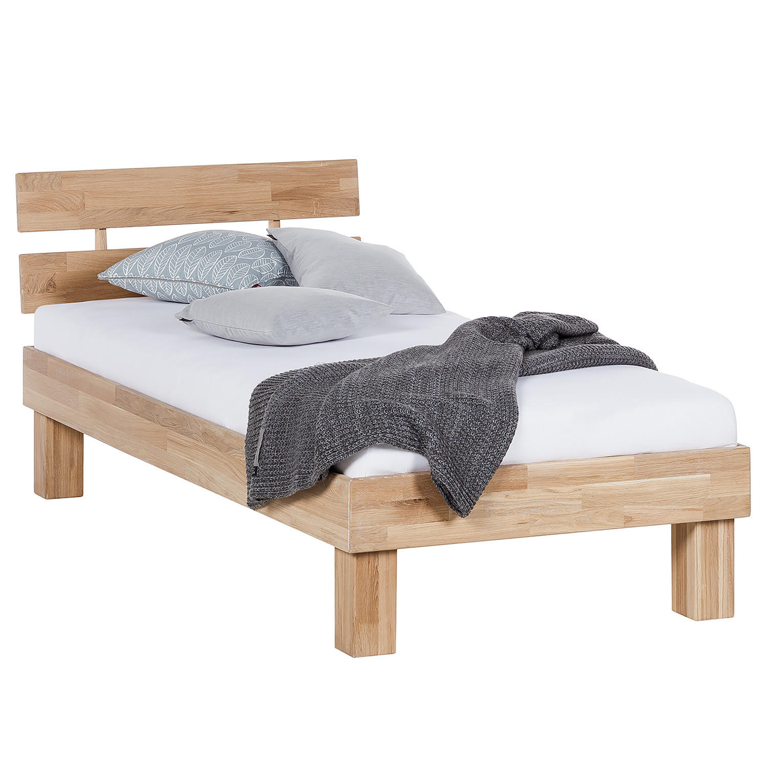 BETT - Massivholz - Eichefarben, Holz (100/200cm) - home24