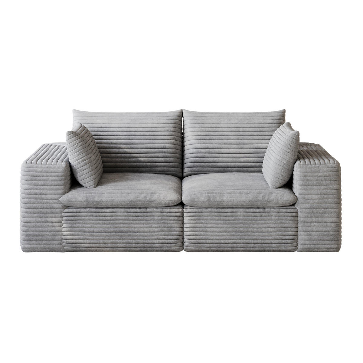 2-SITZER-SOFA aus Stoff 180 cm Grau ohne Montage mit abnehmbarer Polsterung und Schaumstoffkern - Grau, Textil (180/60/90cm) - Modfu