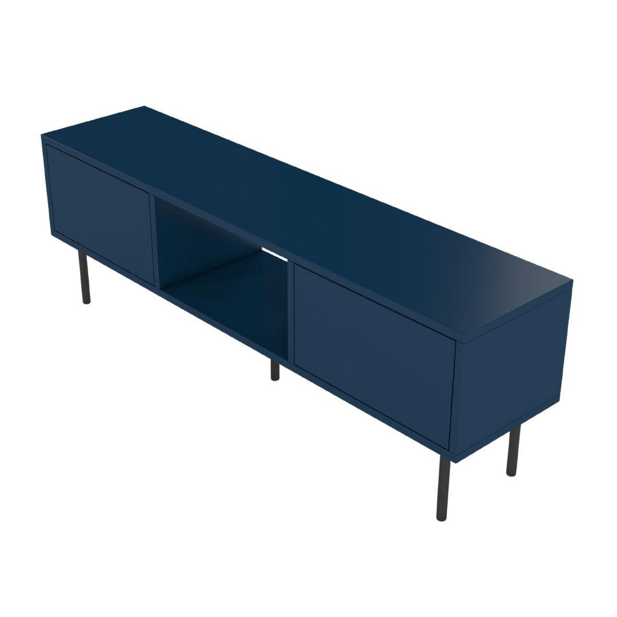 LOWBOARD Mirka, Marinblau, Push to Open System, Minimalistisch - Schwarz/Dunkelblau, Holzwerkstoff/Metall (130/47/35cm) - Dancan