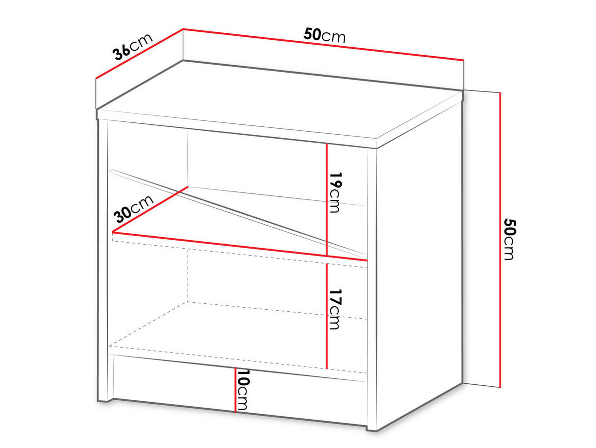 NACHTTISCH Aston 06 - Eichefarben/Beige, Holzwerkstoff (50/50/36cm) - MIRJAN24
