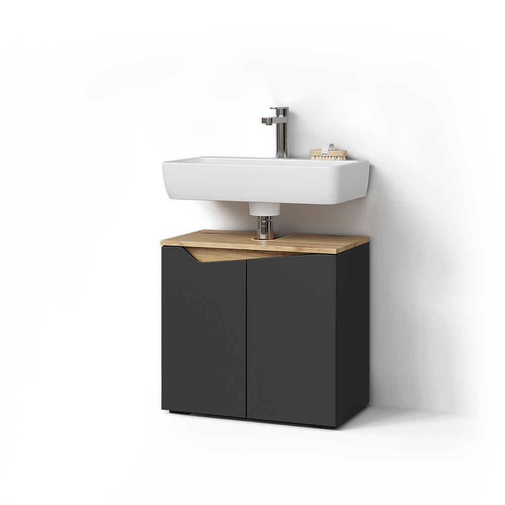 Livinity® TOALETNÍ STOLEK PRO UMYVADLO Timavo Antracit 60 x 57.5 cm se 2 dveřmi